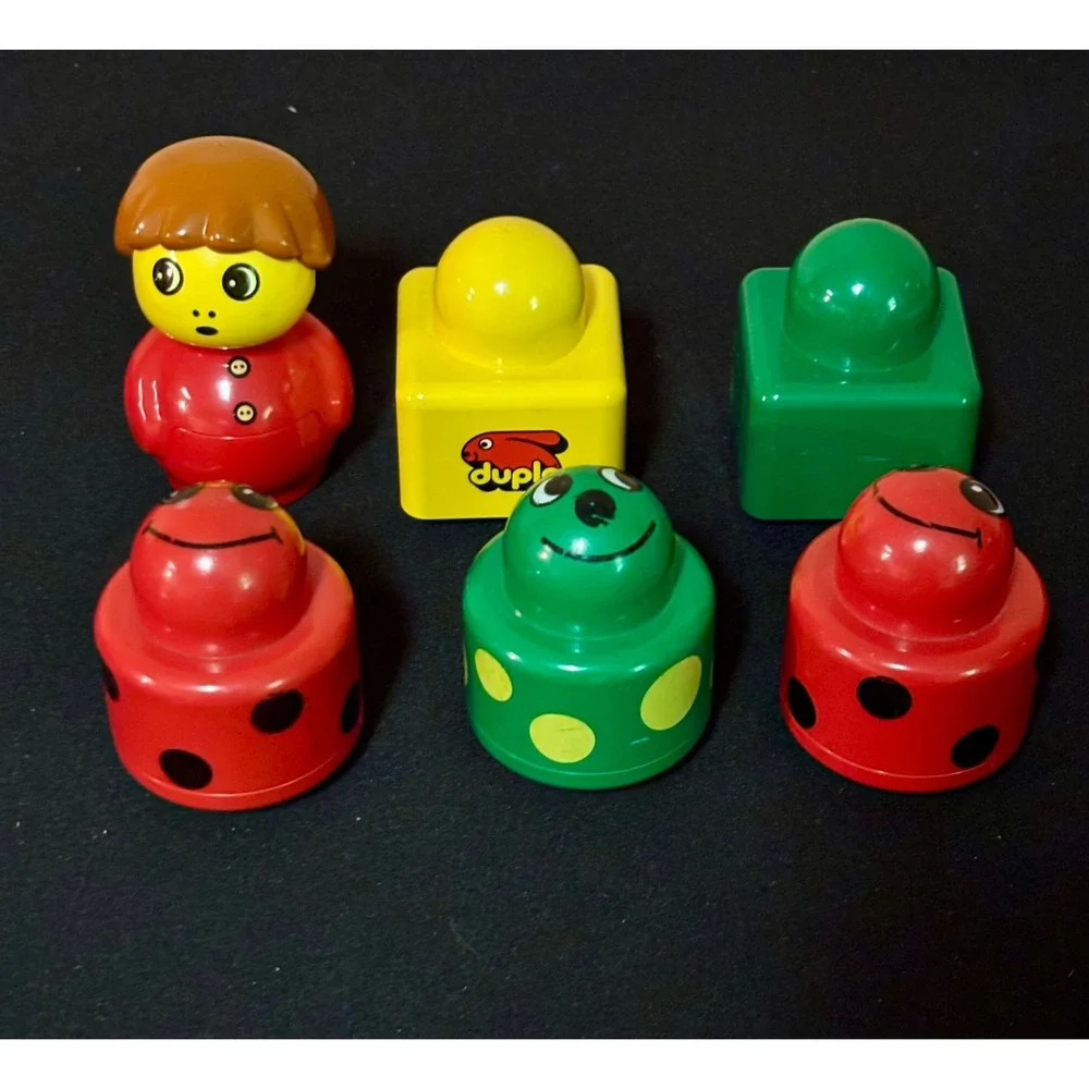 Vintage LEGO Primo Duplo Caterpillar Rolling Toy Ladybug Rattle Blocks Set